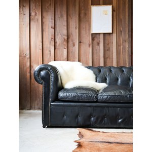 Canapé chesterfield en cuir noir n°123