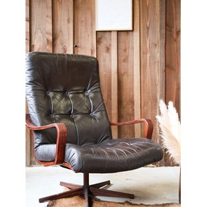 Fauteuil lounge pivotant en cuir n°673