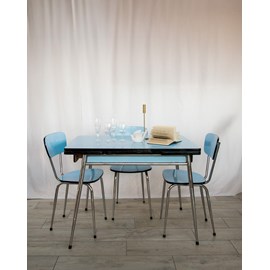 Ensemble de table et chaises en formica bleu n°9