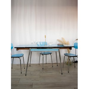 Ensemble de table et chaises en formica bleu n°9