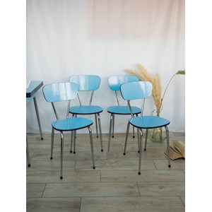 Ensemble de table et chaises en formica bleu n°9