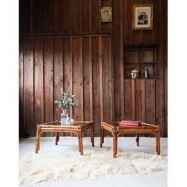 Paire de tables basses en rotin n°432
