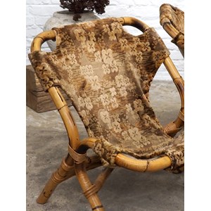 Lot de 3 fauteuils en rotin et tissu n°813