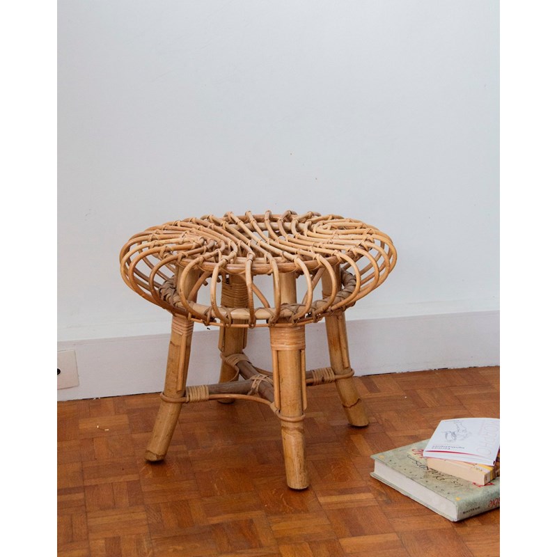 Table d'appoint en rotin franco albini n°658