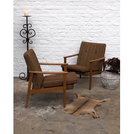 Paire de fauteuils en bois et laine n°824