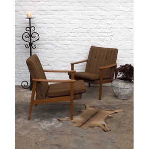 Paire de fauteuils en bois et laine n°824