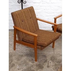 Paire de fauteuils en bois et laine n°824