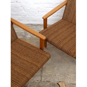 Paire de fauteuils en bois et laine n°824