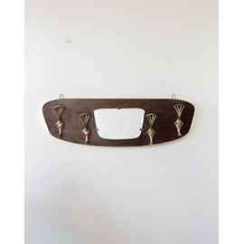 Porte-manteau mural en bois et laiton n°245