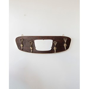 Porte-manteau mural en bois et laiton n°245