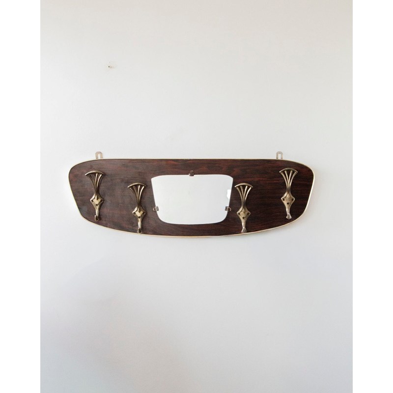 Porte-manteau mural en bois et laiton n°245