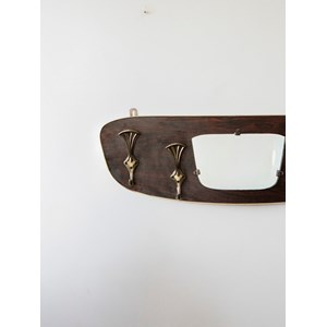 Porte-manteau mural en bois et laiton n°245