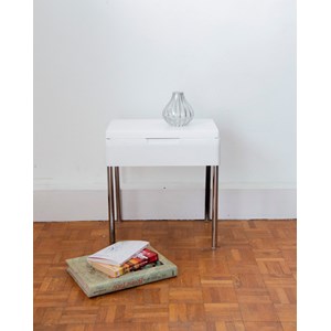 Table d'appoint chromée et blanche n°793