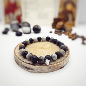 Bracelet pierre de lave et jaspe picasso – eros