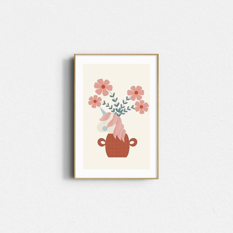 Affiche – vase licorne