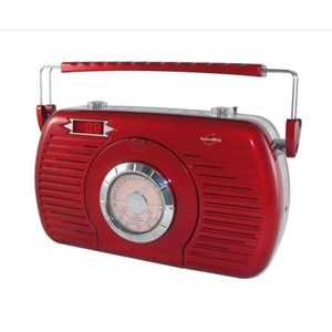 Radio fm retro portable rouge - lecteur