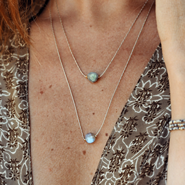 Collier labradorite en forme de coin (9mm)