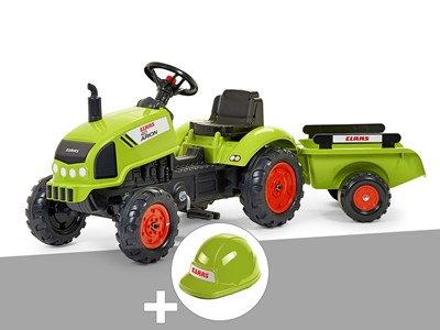 Tracteur enfant claas arion 410 avec remorque 2 à 5 ans falk + casque