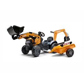 Tractopelle enfant case ce avec remorque + excavatrice 2 à 5 ans - falk