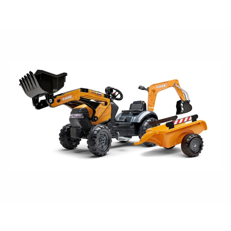 Tractopelle enfant case ce avec remorque + excavatrice 2 à 5 ans - falk