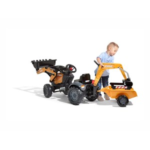 Tractopelle enfant case ce avec remorque + excavatrice 2 à 5 ans - falk