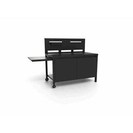 Table pour plancha roulante avec crédence acier noir fermé - forge adour
