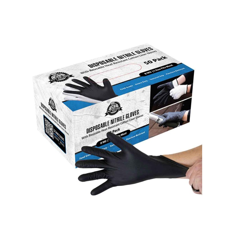 Kit gants - 50 gants en nitrile + 2 gants de protection en coton - pit boss
