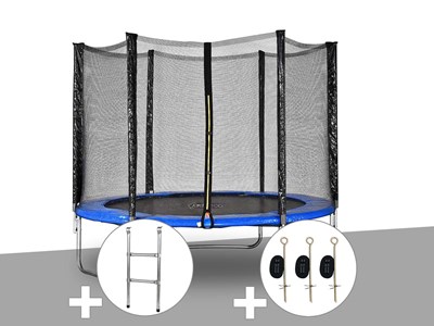 Kit trampoline jardideco atlas ø 2,44 m bleu + echelle + kit d'ancrage