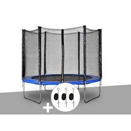 Kit trampoline jardideco atlas ø 2,44 m bleu + kit d'ancrage
