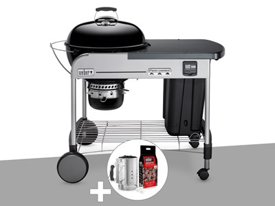 Barbecue à charbon weber performer premium gbs 57 cm noir + kit cheminée