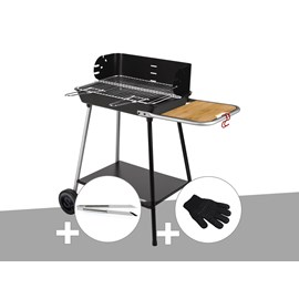 Barbecue charbon florence + pince en inox + gant de protection - somagic