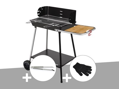 Barbecue charbon florence + pince en inox + gant de protection - somagic