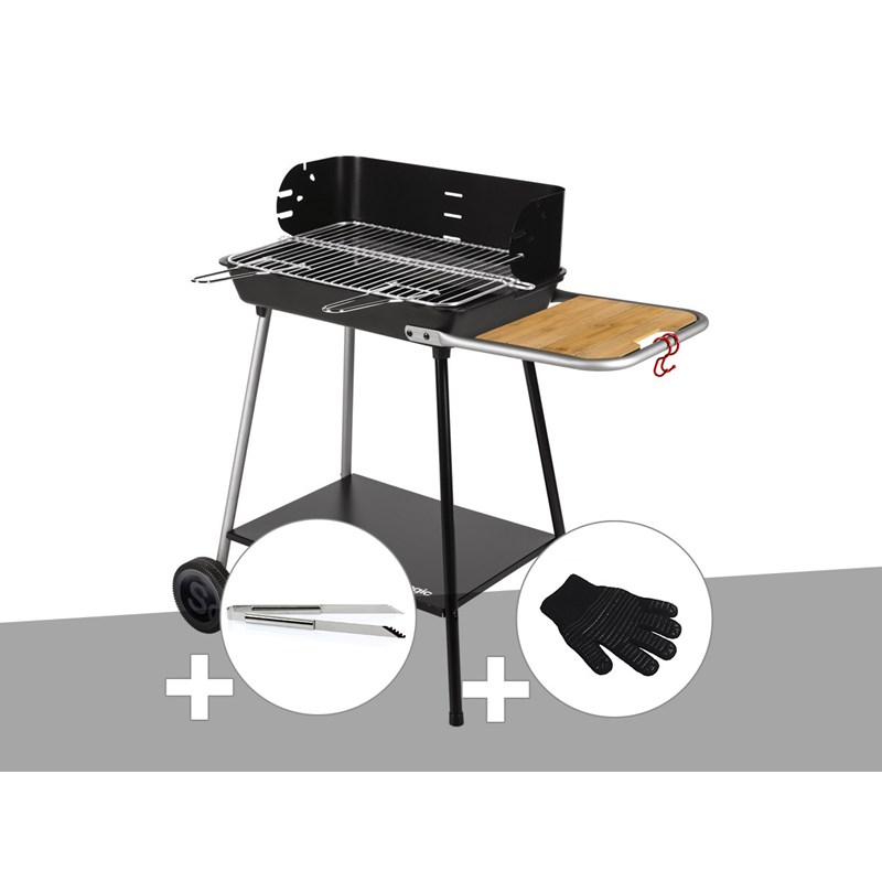 Barbecue charbon florence + pince en inox + gant de protection - somagic