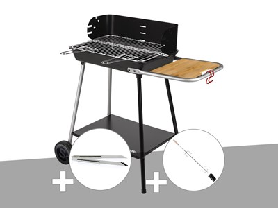 Barbecue charbon florence + pince en inox + kit tournebroche - somagic