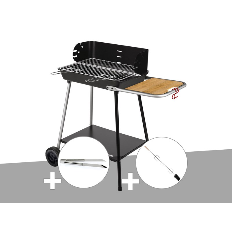Barbecue charbon florence + pince en inox + kit tournebroche - somagic