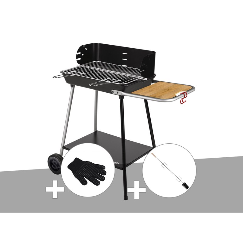 Barbecue charbon florence + gant de protection + kit tournebroche - somagic