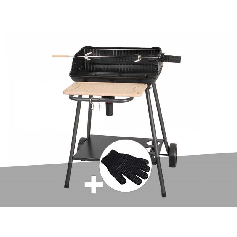 Barbecue charbon bergamo + gant de protection - somagic