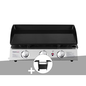 Plancha gaz prato 3 brûleurs + chariot - jardideco