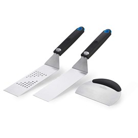 Set 3 ustensiles à plancha: 2 spatules flexibles & un coupe légumes- napoleon