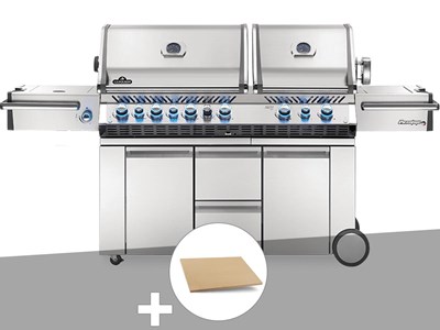 Barbecue à gaz prestige pro 825 + pierre à pizza large rectangle - napoleon