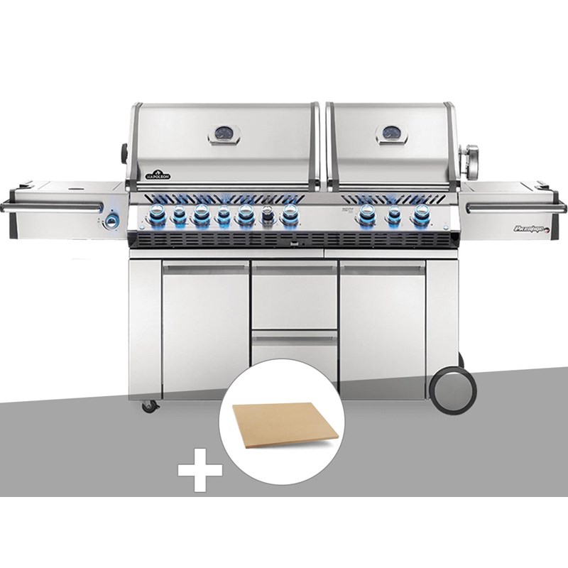 Barbecue à gaz prestige pro 825 + pierre à pizza large rectangle - napoleon