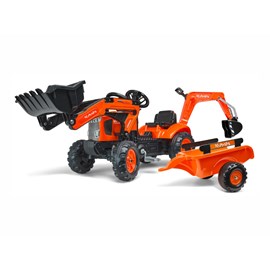 Tractopelle enfant kubota avec remorque + excavatrice 2 à 5 ans - falk