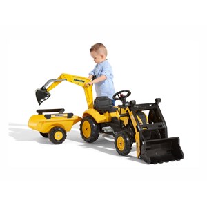 Tractopelle enfant komatsu wb93r avec remorque + excavatrice 2 à 5 ans - falk