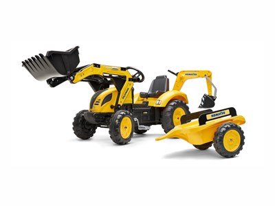 Tractopelle enfant komatsu avec remorque + excavatrice 3 à 7 ans - falk