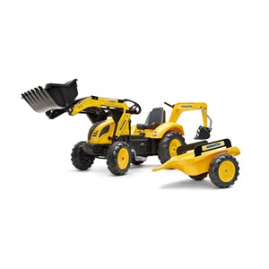 Tractopelle enfant komatsu avec remorque + excavatrice 3 à 7 ans - falk