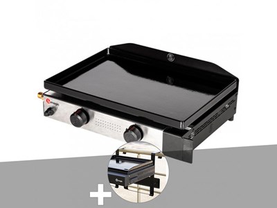 Plancha gaz à poser 2 brûleurs solia 200 - somagic + support balcon
