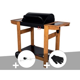 Barbecue à charbon indiana + kit tournebroche + gant - somagic