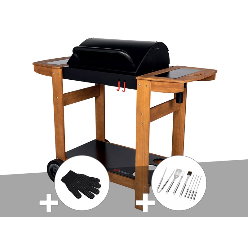 Somagic - Barbecue à charbon indiana + gant + malette 8 accessoires - somagic