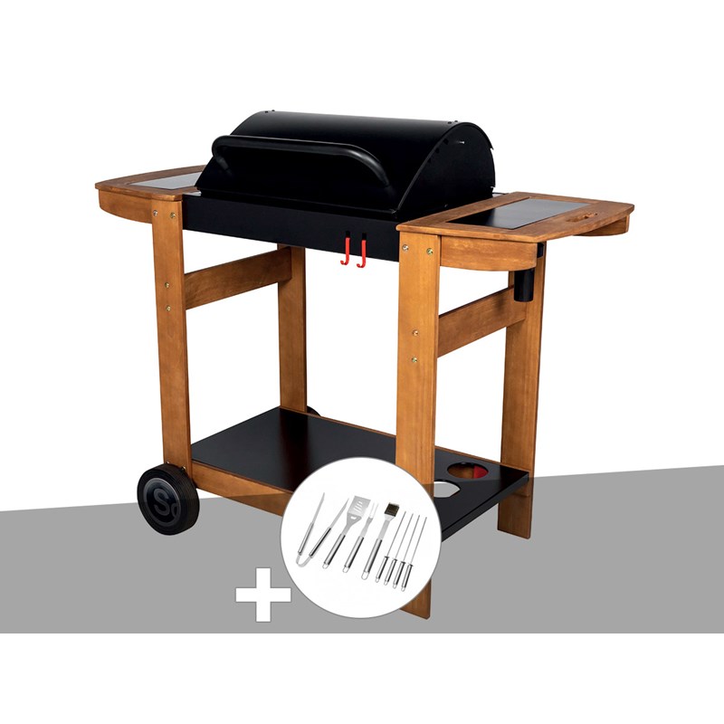 Somagic - Barbecue à charbon indiana + malette 8 accessoires - somagic