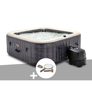Kit spa gonflable intex purespa ardoise carré bulles 6 places + kit d'entretien